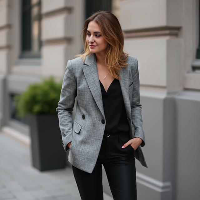 Who Can Pull Off a Grey Blazer Black Pants?