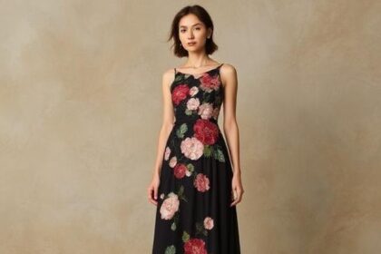 The Elegance of the Leo Lin Rayna Floral-Appliquéd Crepe Maxi Dress: A Perfect Blend of Artistry and Sophistication